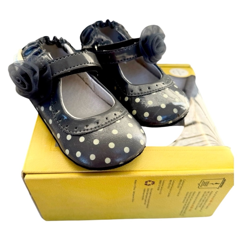 Robeez Mary Jane shoes 12-18m Baby New In Box Polka Dots Tule Flower